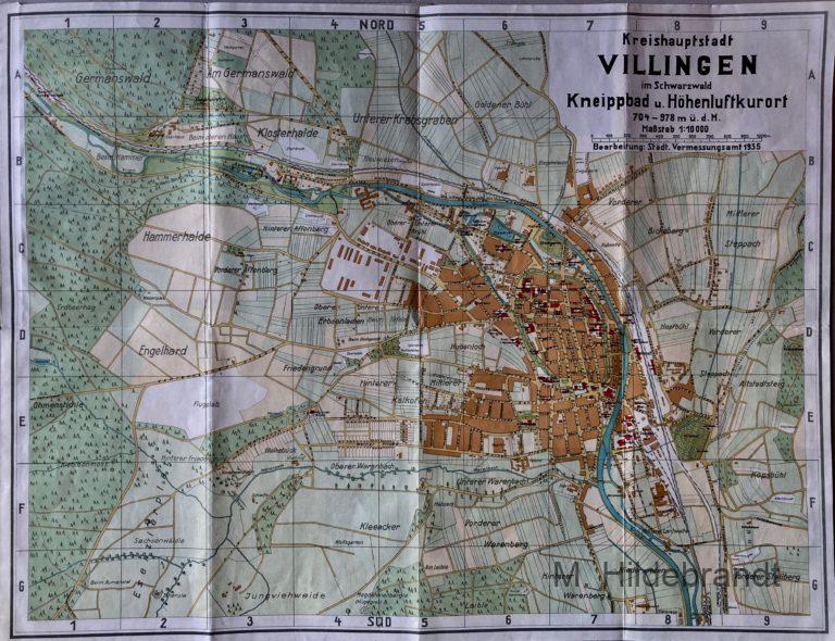 Villingen Kreishauptstadt mit Stadtplan 1935, Verzeichnis der Straßen Villingen Kreishauptstadt mit Stadtplan 1935, Verzeichnis der Straßen