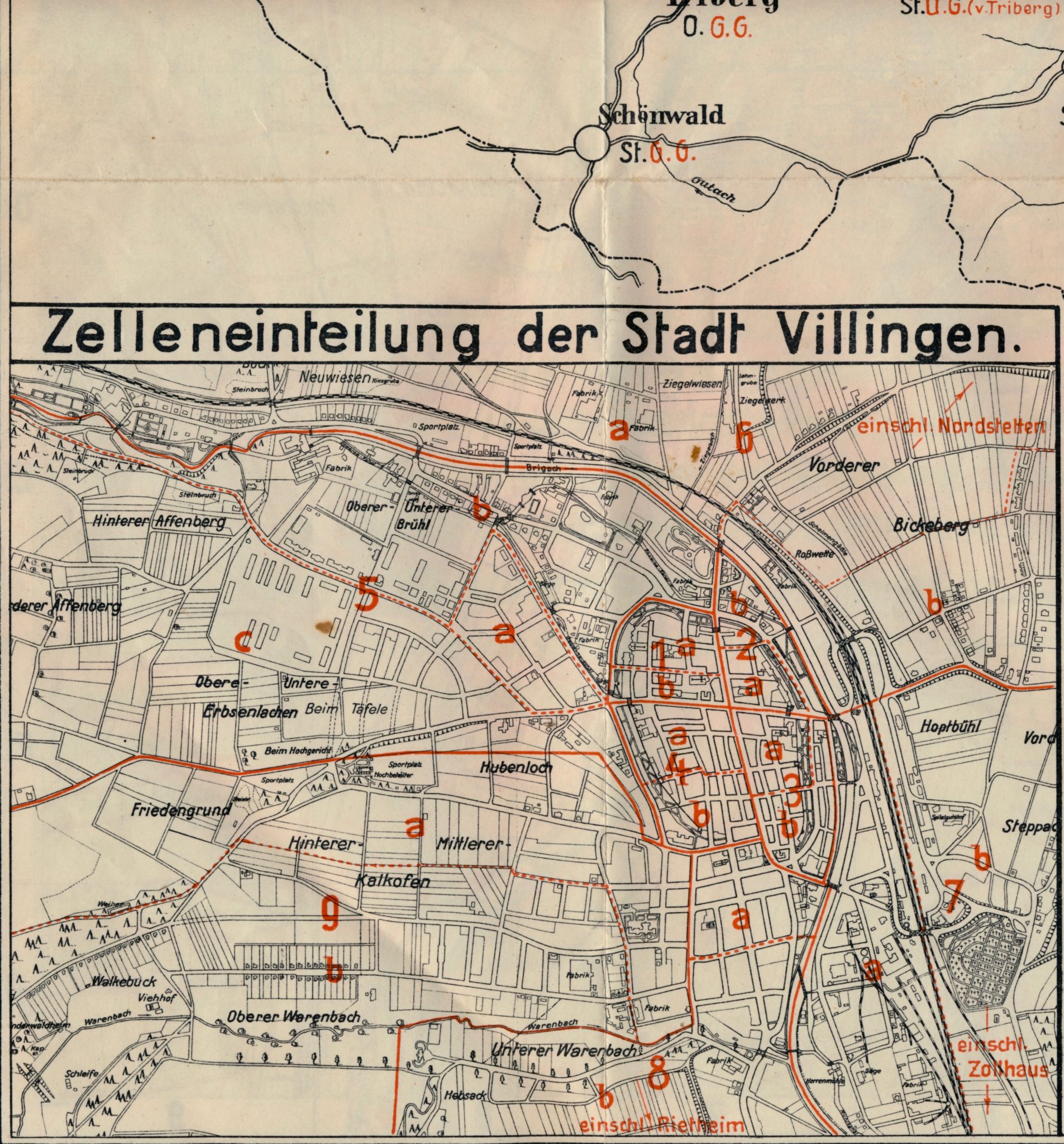 Villingen Kreishauptstadt mit Stadtplan 1935, Verzeichnis der Straßen Villingen Kreishauptstadt mit Stadtplan 1935, Verzeichnis der Straßen