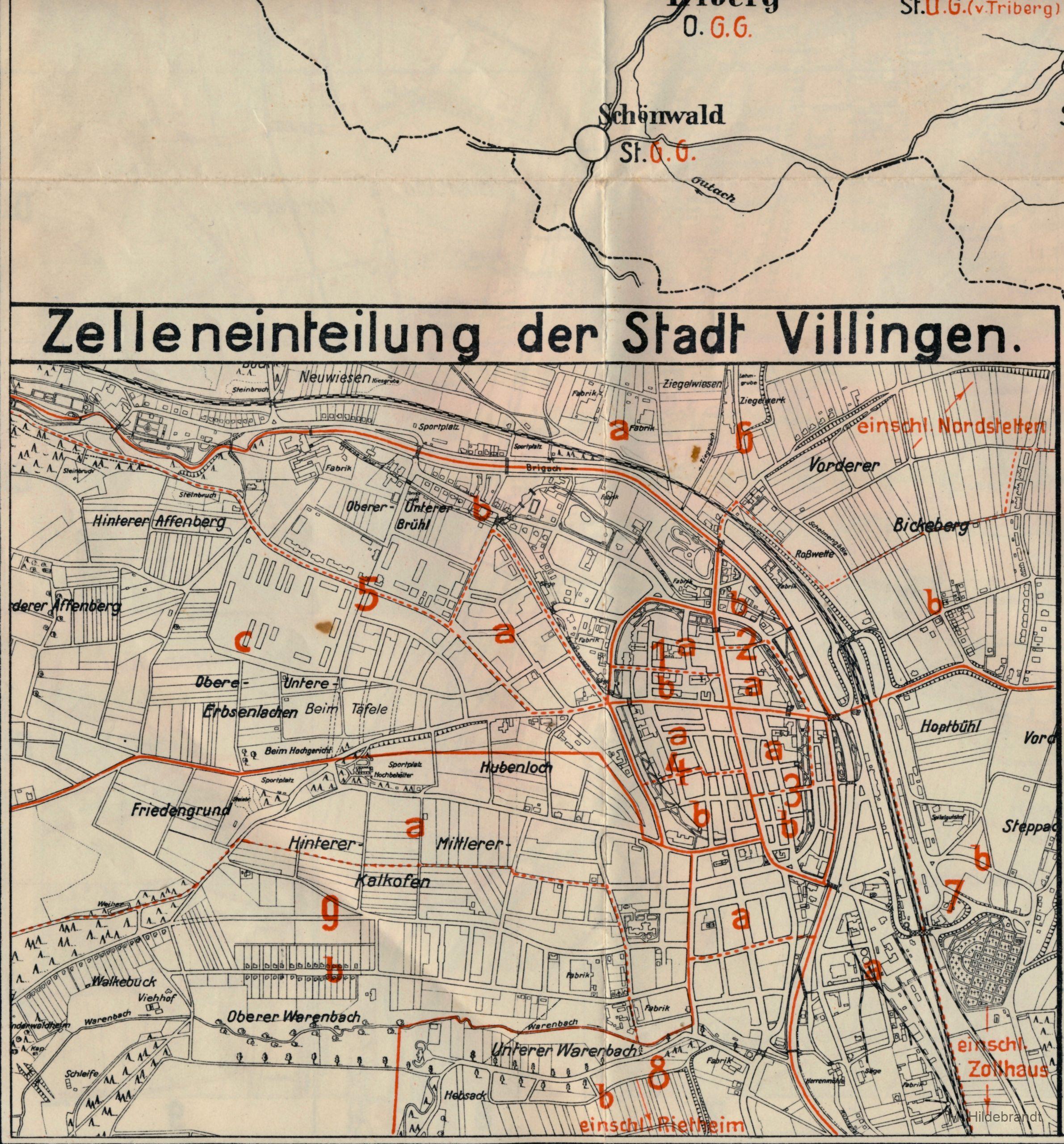 Villingen Kreishauptstadt mit Stadtplan 1935, Verzeichnis der Straßen Villingen Kreishauptstadt mit Stadtplan 1935, Verzeichnis der Straßen